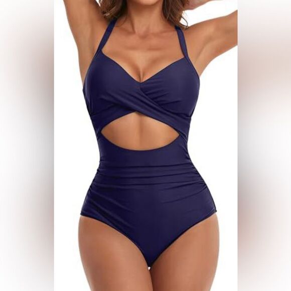 Eomenie Women's One Piece Tummy Control Cutout High Waisted Bathing Suit NWT - Picture 1 of 6